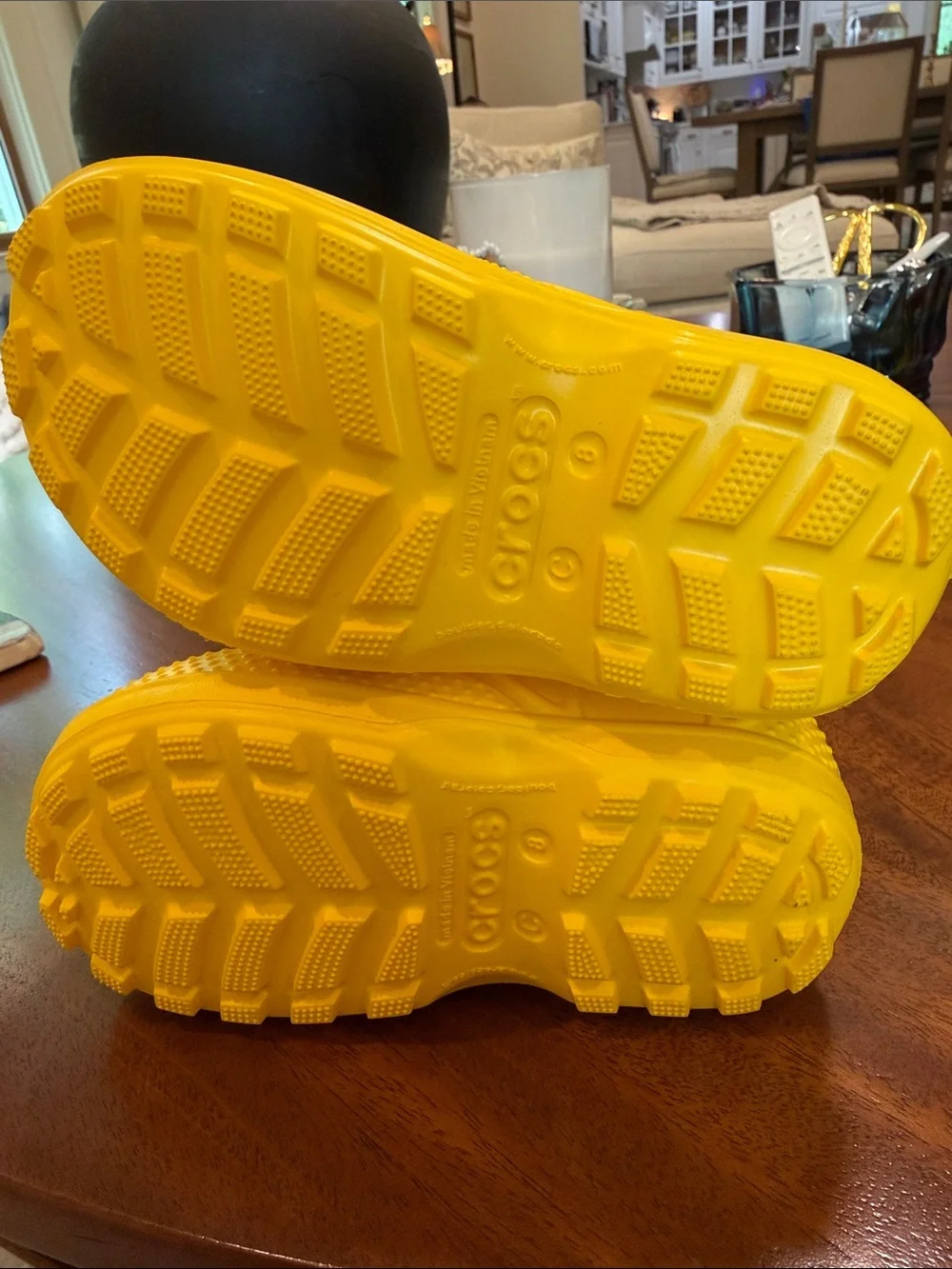 Crocs Kids' Handle It Rain Boots in vibrant yellow. Size 8
